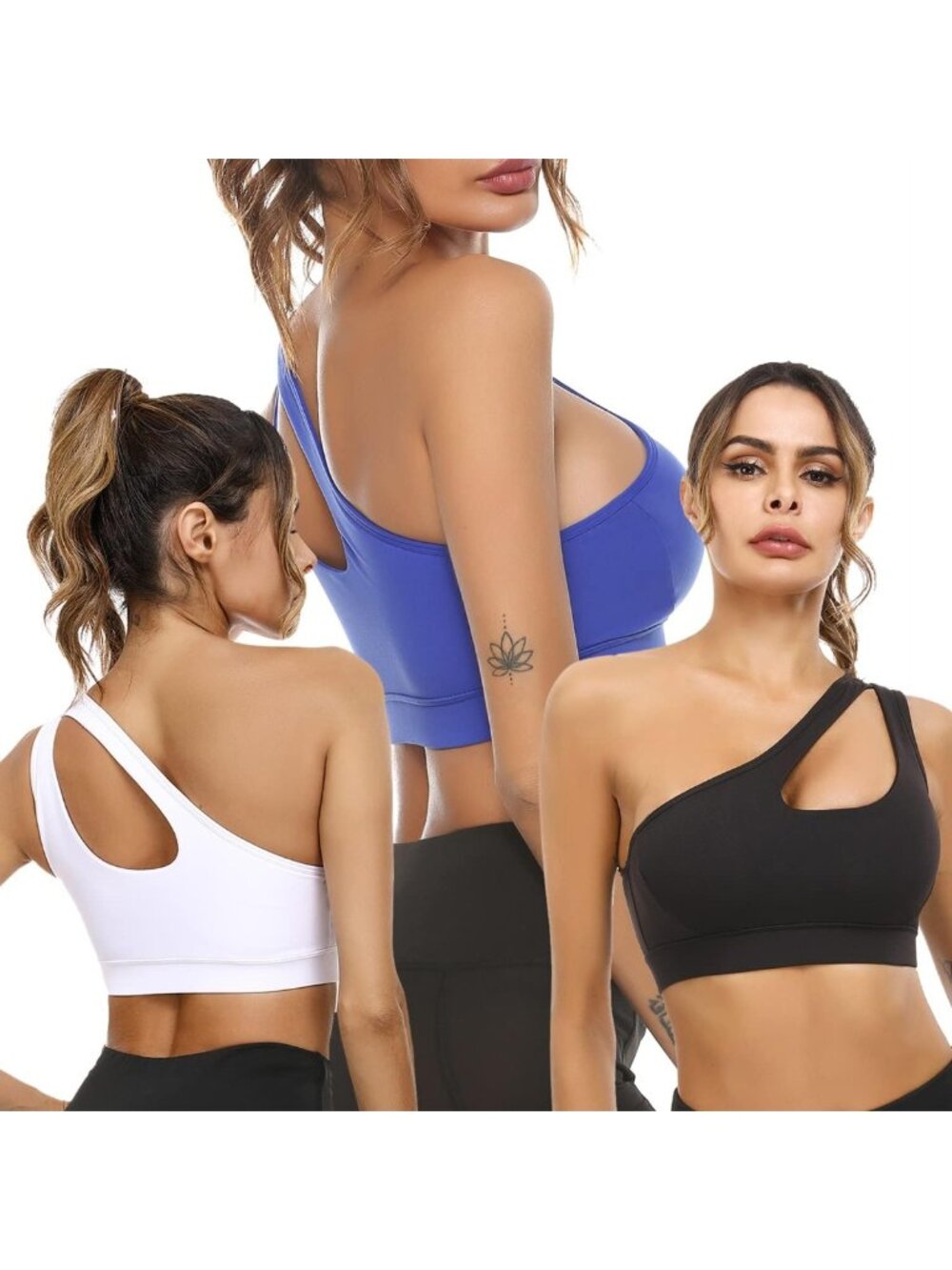 One Shoulder Sports Bra for Women - Cute Medium Support Yoga Crop Top